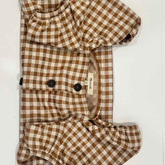 Madewell Gingham Puff Sleeve Button Front Top – XS - Picture 4 of 10